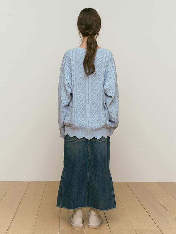 KIRSH Collection Print Scallop Knit [Sky]
