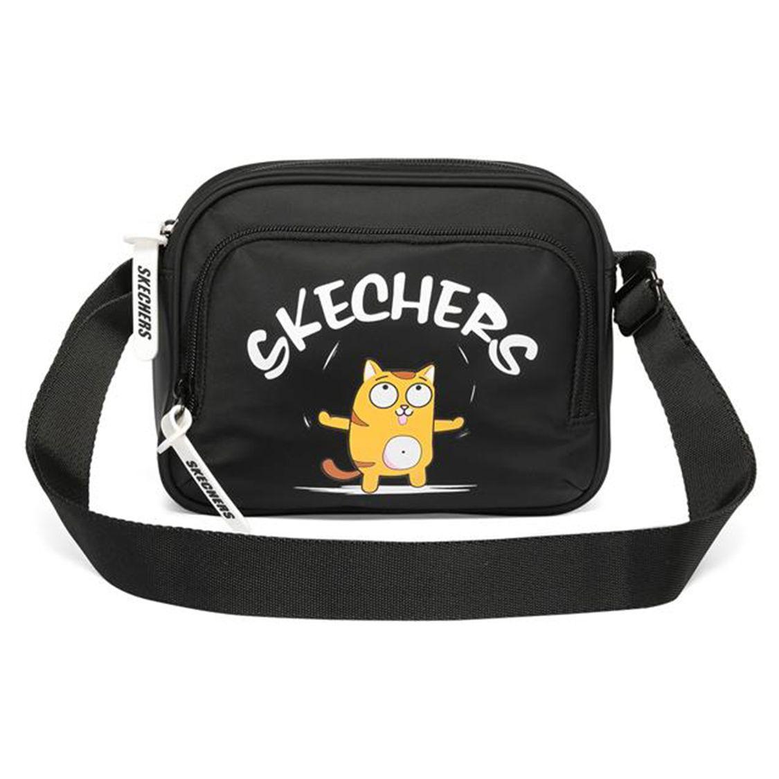 Skechers Logo Print Zipper Closure Fabric Shoulder Crossbody Bag Unisex bags Deep-Black L220U056-002K Pitch Black