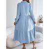 GMXIA Autumn and Winter Lapel Casual Loose Long-sleeved Ruffled Shirt Dress for Women