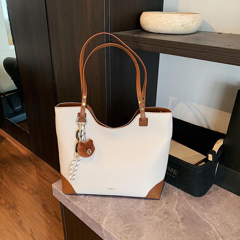 

Large-capacity bag women s summer new versatile simple shoulder bag texture work commuter tote bag