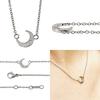 Phiten Crescent Moon Double Diamond Titanium Necklace for Simple [Fefe] Fe-fe×phiten [Special Edition] Men, Women, Couples,