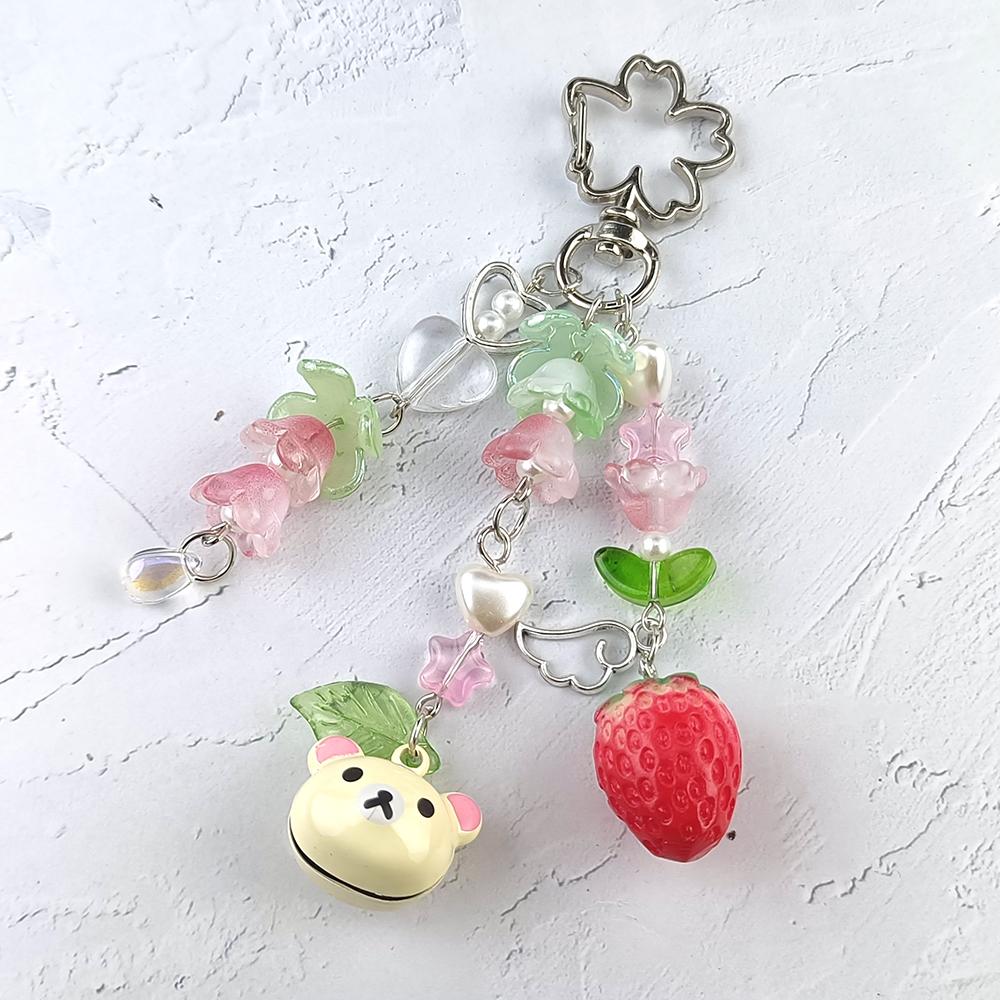 

Kawaii Rilakkuma Easy Bear Phone Rope Chain Keyrings Lazybear Doll Keychains Bag Key Pendants Gift