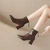 French small pointed thick heel short boots women's season new comfortable Martin boots women