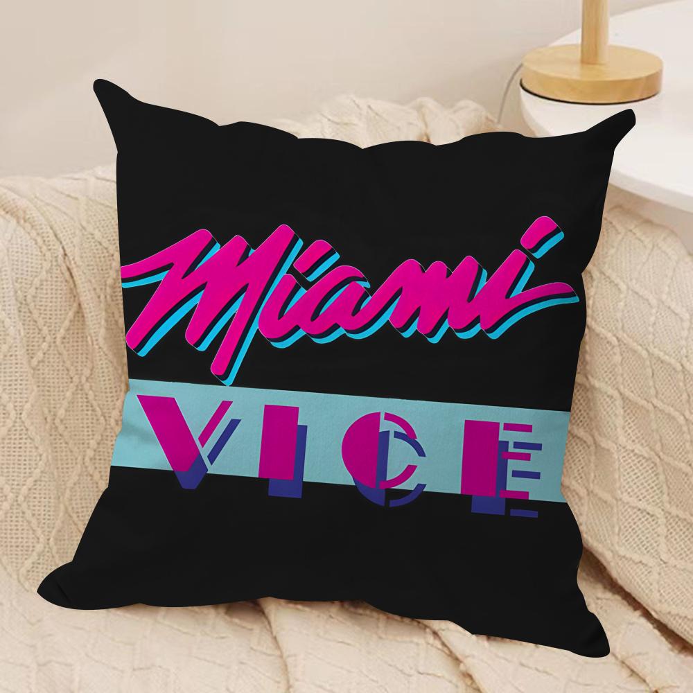 M-Miami Vice Movie Cool Cushion Cover Silky Short Plush Invisible Zipper Dustproof Sofa Pillow Case For Home Decor