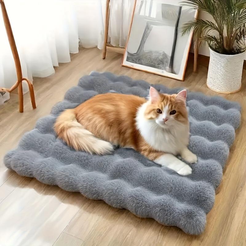 

Luxury Plush Pet Bed for Dogs & Cats - All-Season Comfort, Machine Washable Rectangular Mat in Multiple Colors, Soft Support S серый
