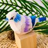 Colorful Fly Bird Sparrow Small Statue Figurine Ornament with Wood Base Art Bird Carving Decor Feather Animal Model Desktop