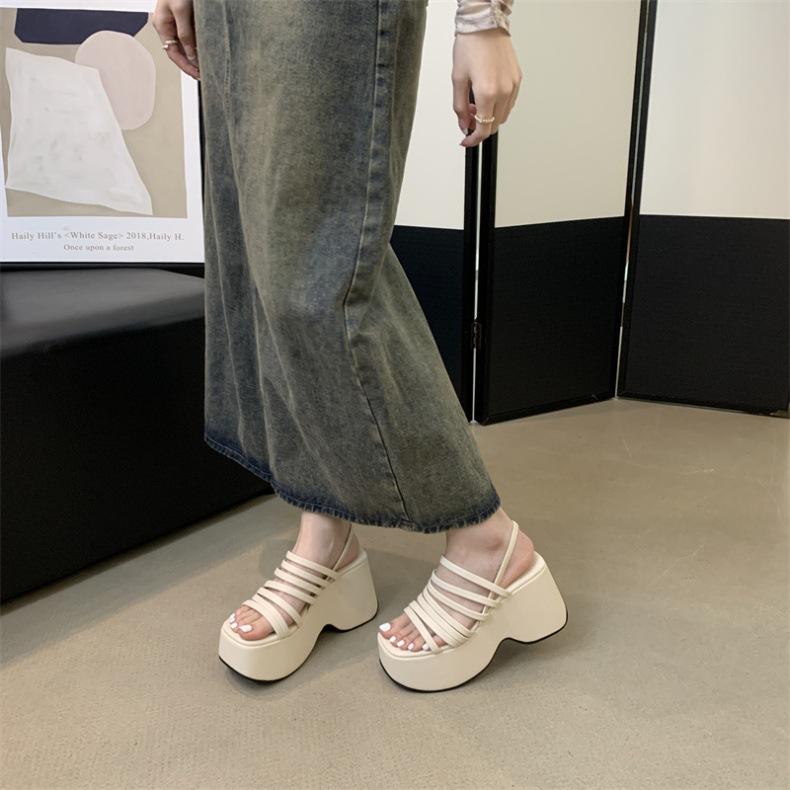 Beach Fashion Waterproof Roman Sandals Ladies Chunky High Heels Fashion High-heeled Slippers Wedge Casual Sandals