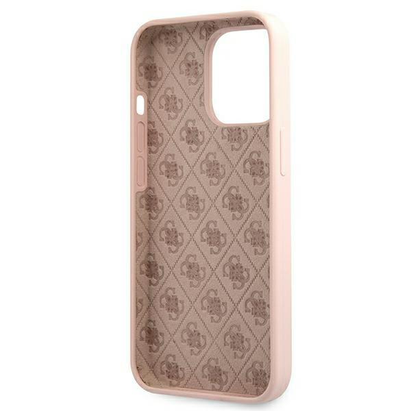 Guess Guhmp13Xlslmglp Iphone 13 Pro Max6,7 Jasnoróżowy/Light Pink Hardcase Silicone Script Gold Logo Magsafe
