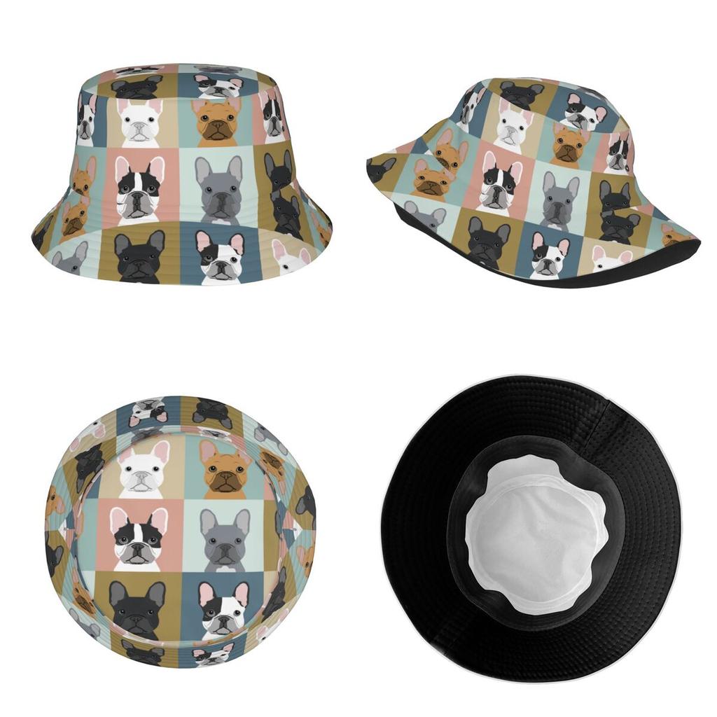 French Bulldog Bob Hat Spring Picnic Headwear Merch Dog Fishing Cap for Outdoor Woman Bob Hat Packable