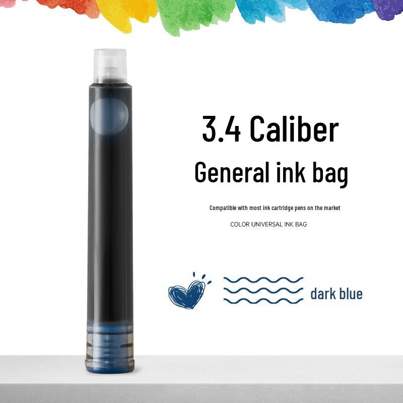 12 Color Universal Fountain Pen Ink Cartridges, Non-Carbon, 3.4 Caliber, Replaceable for Students