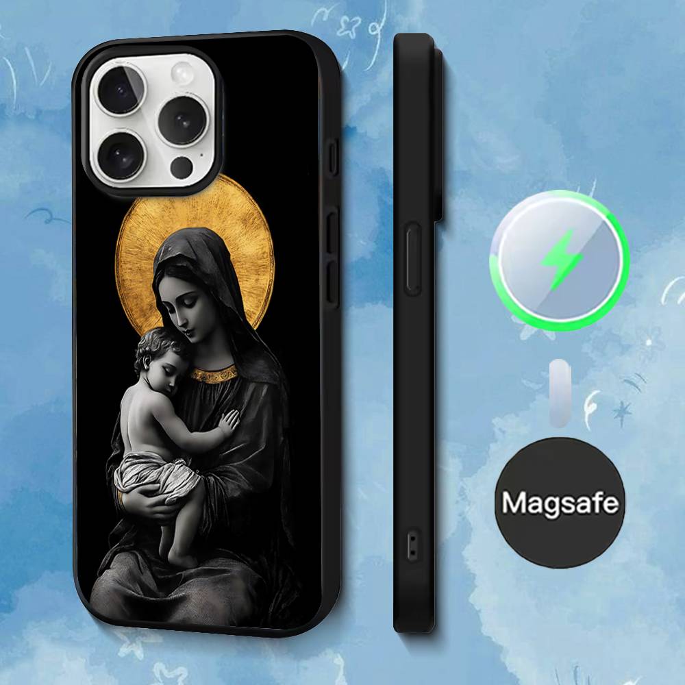 Virgen Mary Virgin Bible Phone Case For iPhone 17,16,15,14,13,12,11,Pro,Max,Plus,Mini,SE4,E Magnetic Magsafe Wireless Charging