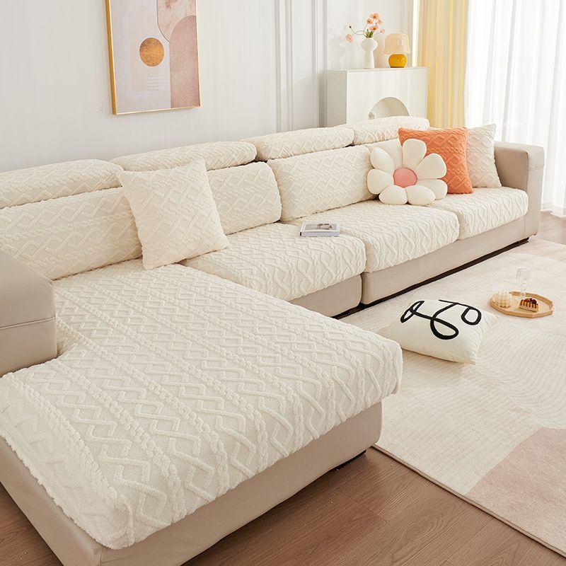 New Jacquard Sofa Cover Full Package Four Seasons Universal Set Winter Plush Sofa Cover Modern Thickening Warm Non-Slip Cushion