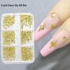 Starry Nail Art Set: Moon, Cross & Star Metal Rivet Decorations In 6-Grid Box