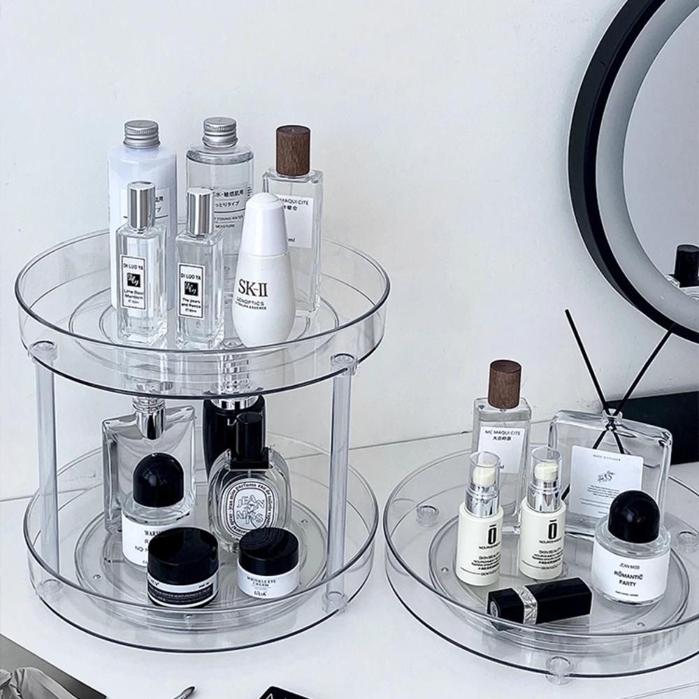 360° Rotatable Desktop Cosmetic Rack Bathroom Shelf Large-capacity Perfume Aromatherapy Skin Care Product Storage Rack Organize