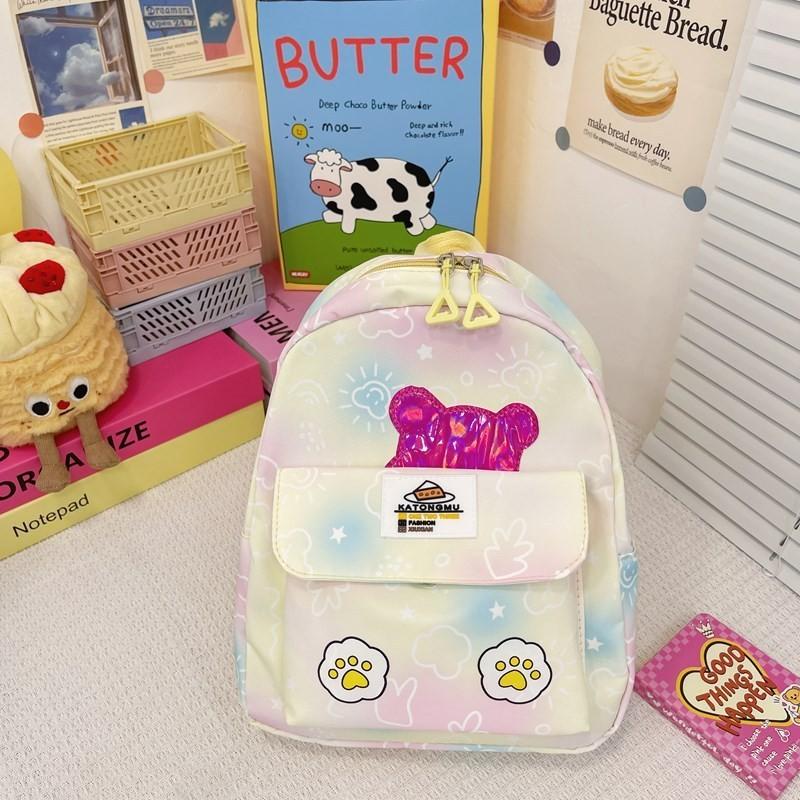

Trendy Lightweight Cute Cartoon Backpack Stylish Nylon School Bag For Kids бежевий