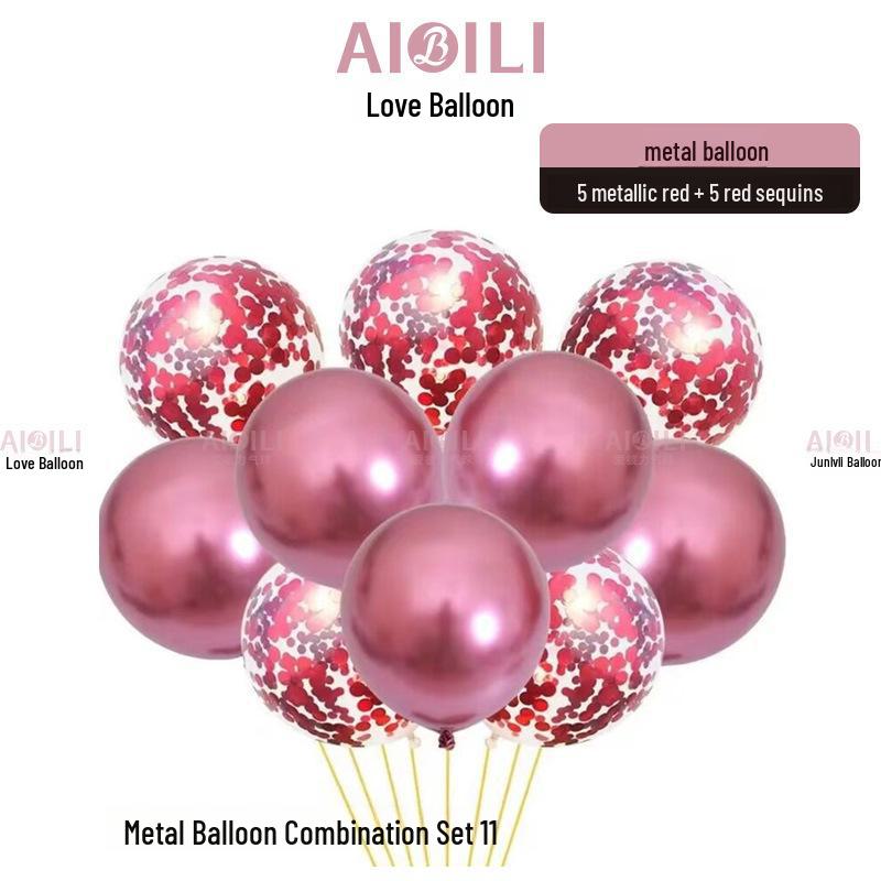 Metallic Sequin Balloon Set for Birthdays, Valentine's Day, and Weddings