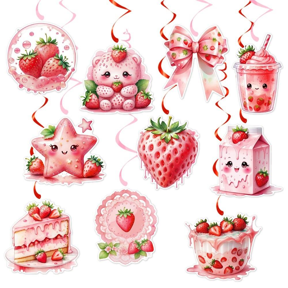 Baby Strawberry Theme Shower Decor With Spiral Decorations For Party Birthday