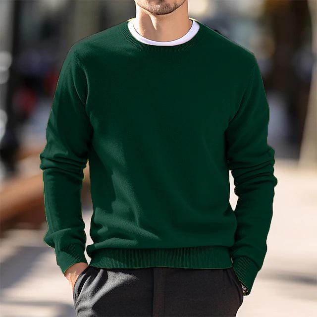2024 Autumn/Winter Men's Round Neck European-American Knitwear Thin Wool Sweater