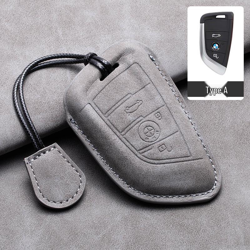 Compatible Leather Keychain Shell for BMW Series: Fits X1, X3, X5, 1 Series, 3 Series, 5 Series, 6 Series, 7 Series, NFC Card Snap