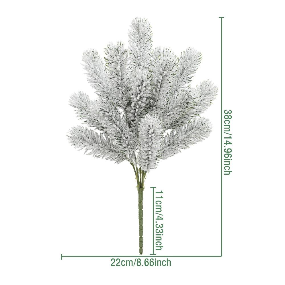 Flocking Snowflake Artificial Pine Branches White Plastic Simulation Ceder Branches DIY Wreath Photo Props Christmas Pine Stem