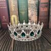 Round Bridal Large Crown Baroque Drop Diamond Bridal Crown Tiara Wedding Accessories Crown