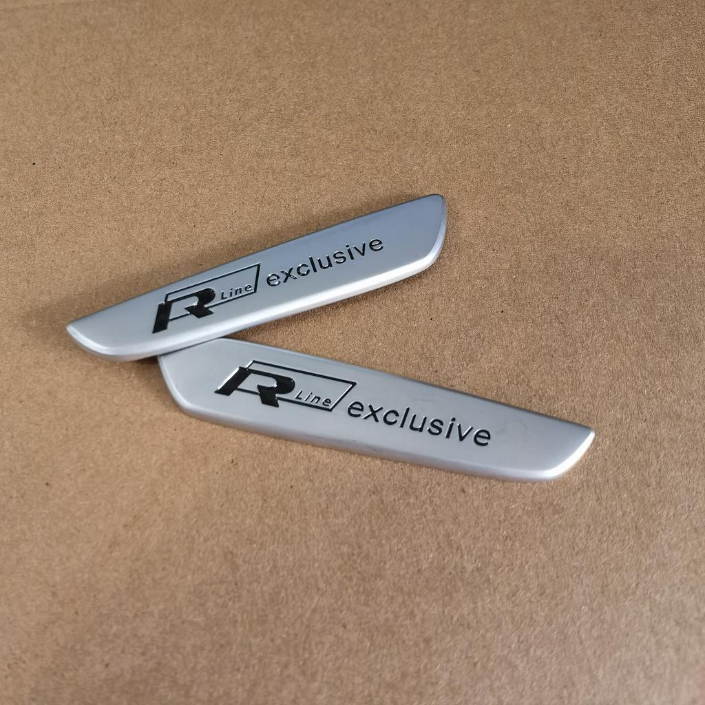 2026 Hot For VW VOLKSWAGEN For RLine Exclusive Badge Sticker 2pcs Silver RLine Door Armrest Sticker RLine Interior Sticker For T