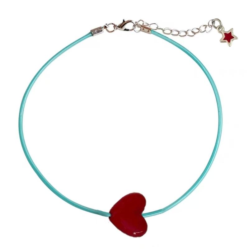 

Fashion Red Heart Neck Chain Sweet Temperament Clavicle Chain Necklace Adjustable Choker Jewelry Gift for Women Girls 1