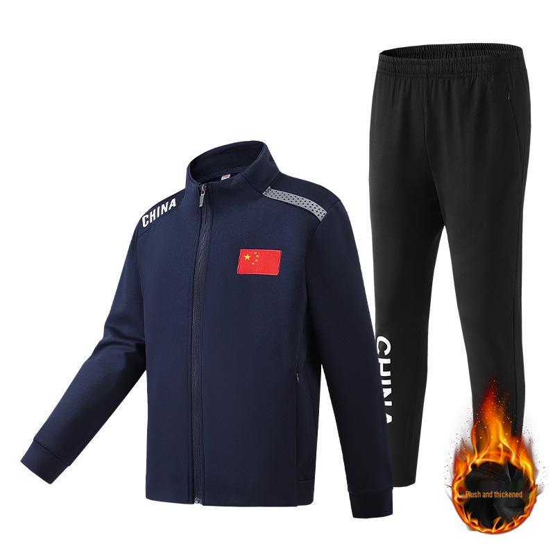 Thickened Velvet Sports Suit: All-Season National Team Athlete & Martial Arts Coach Training Set