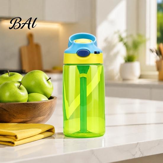 Anti Choking Training Bottle for Kids Cartoon Sippy Cup, 470ml Water with Straw Adjustable Strap, Pop Up Toddler Lid Flip Top Tumbler School, Portable