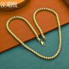 925 Sterling Silver 20-inch 4mm Square Gold Necklace Wedding Jewelry