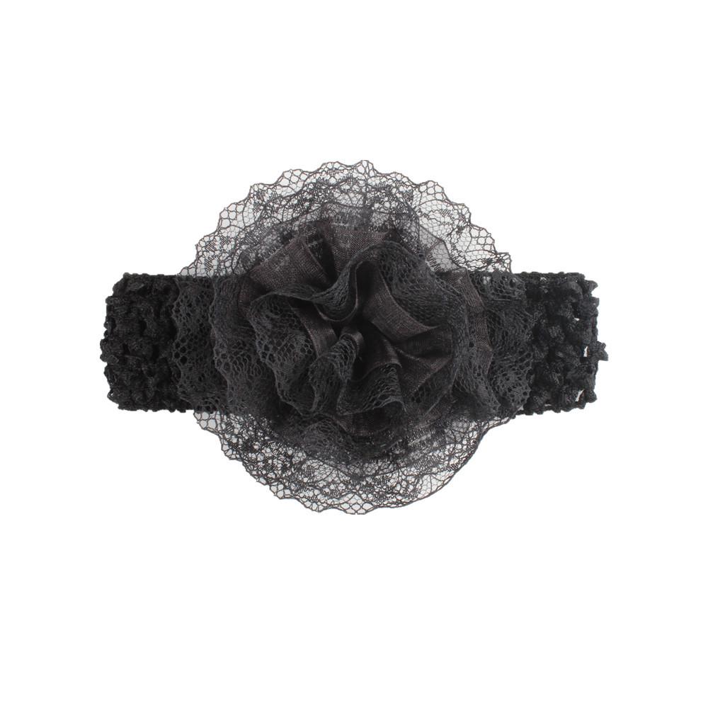 Chiffon Flower & Lace Elastic Baby Headband - 8 Colors
