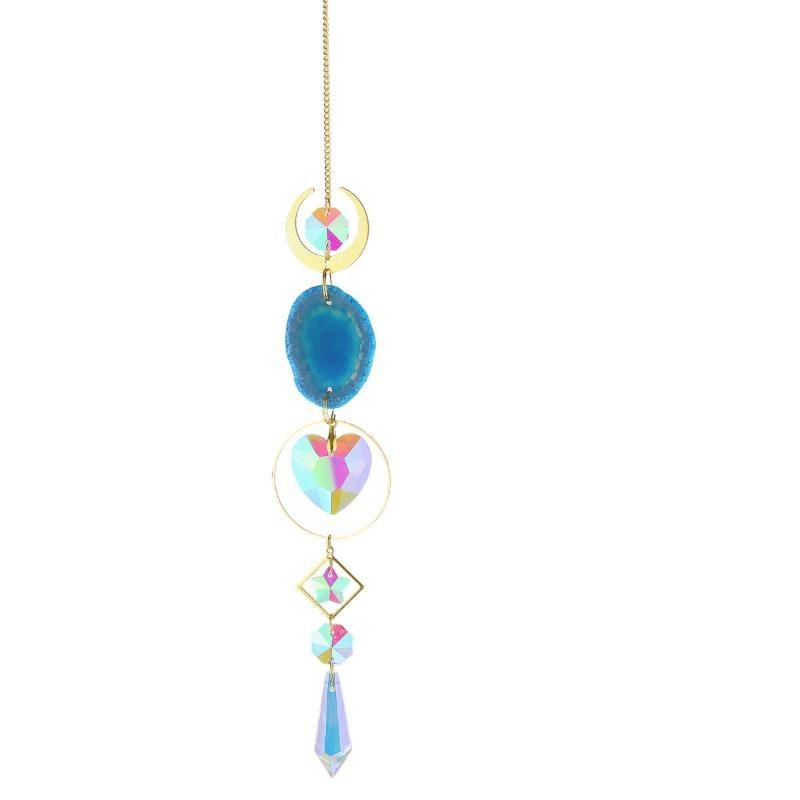 Acchiappasole A Cuore Con Farfalla E Prismi In Cristallo K9 | Decorazione Da Finestra 60 Cm