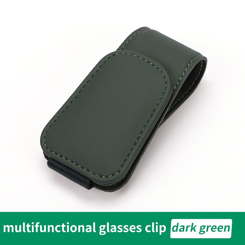 Leather Car Sun Visor Sunglasses & Card Holder with Coin Clip