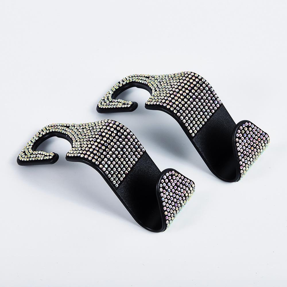 2-Piece Synthetic Diamond Car Hooks, Hidden Car Storage Hooks, Creative Car Seat Hooks & Hangers, Women's Car Accessories