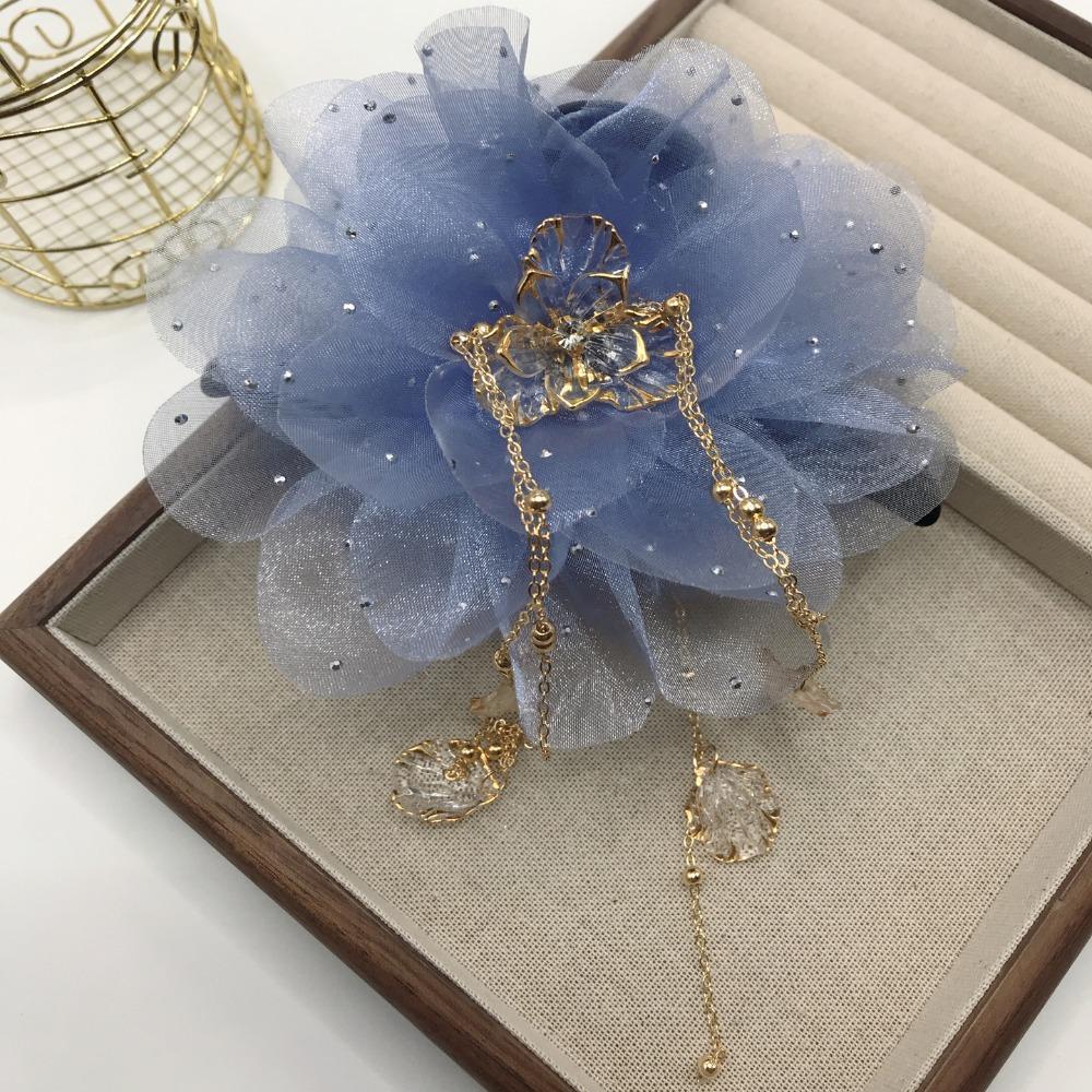Tassel Grasping Clip Peony Flower Shark Clip Fashion Hair Claw  Girl