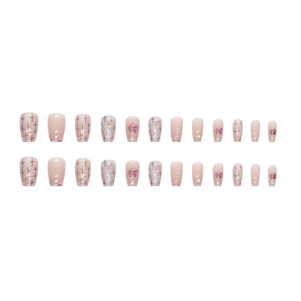 Medium Length Ballerina False Nail Square Head Press on Nails Detachable Nail Tips Girl