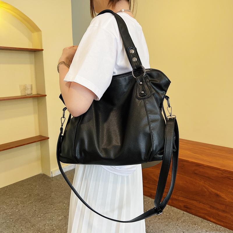 Ladies' Autumn Korean Edition Large Capacity Handbag Soft Leather Minimally Casual Single Shoulder Diagonal Cross Bag