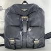 Backpack Daypack Tessuto Nylon Leather Silver Hardware Black Women's Triangular Plate Triangle Logo