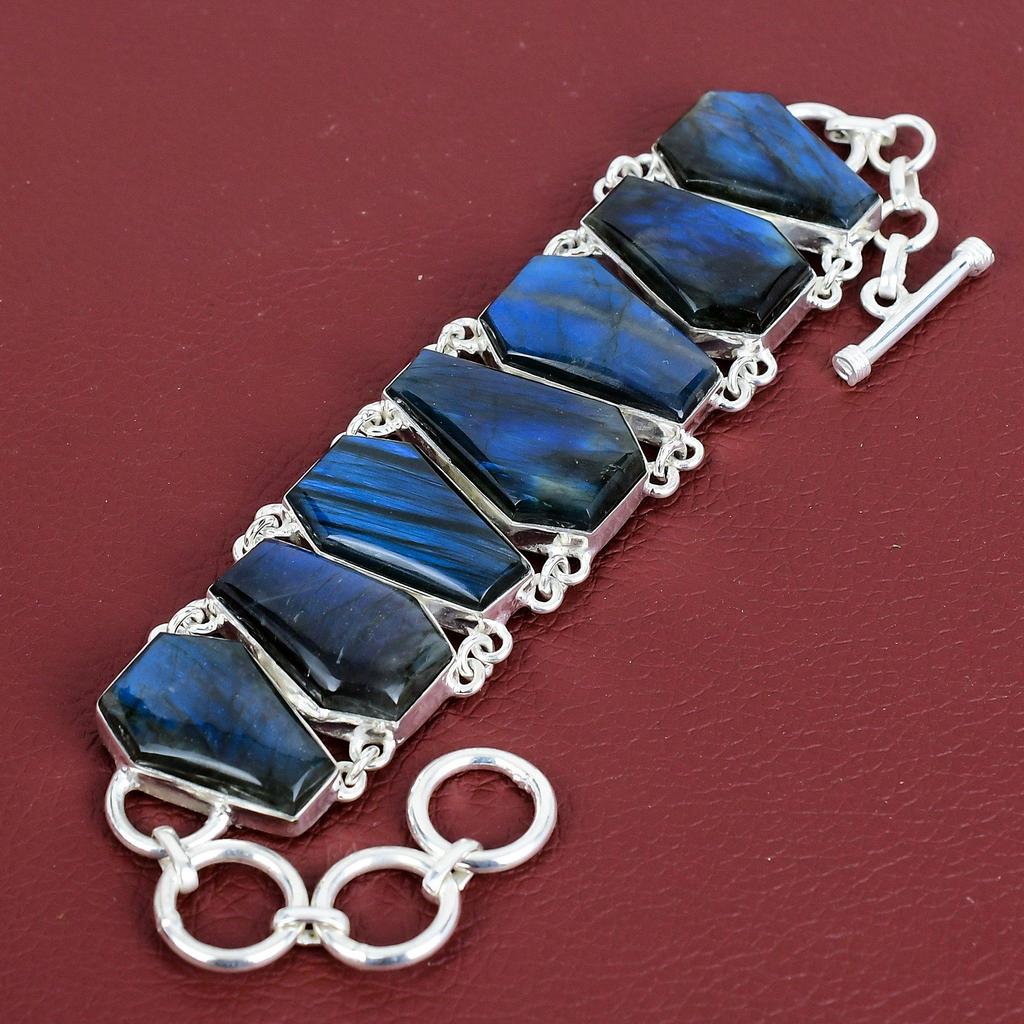 Labradorite bracelet natural gemstone bracelet 925 sterling silver adjustable chain bracelet unique jewelry handmade bracelet wedding gifts