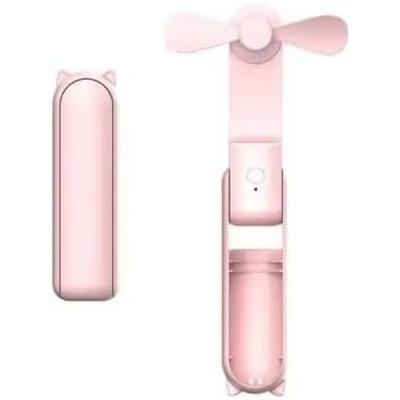 Tragbarer Persönlicher Mini-Ventilator, Faltbar, Klein Handgehalten mit USB-Akku, Weiche Flügel (Rosa)