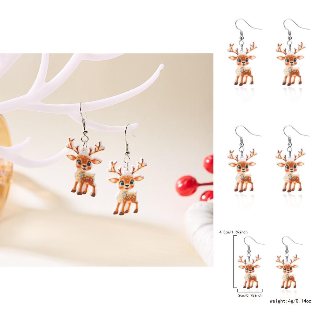Festive Reindeer Acrylic Earrings For Women With Unique Geometric Style And Christmas Vibe