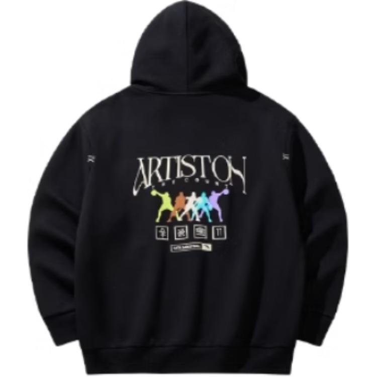 Anta Basketball Series Breathable Loose Sweatshirt Unisex Sweatshirt Black 172441715S-2