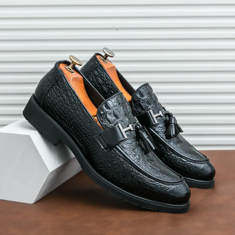 Classic Brand Elegant Brown Men's Leather Casual Shoes Crocodile Pattern High-quality Business Formal Shoes Versatile Loafers