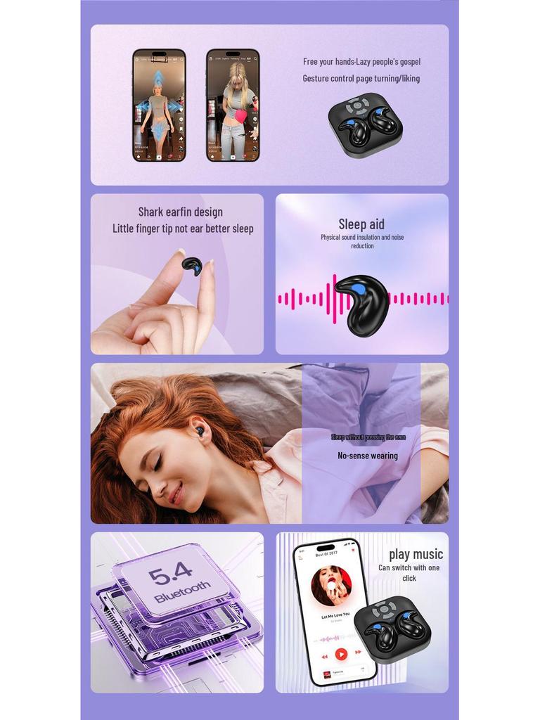 LY9 Wireless Bluetooth Sleep Headphones with Remote for E-book Page Turning, Selfies, and Video Recording