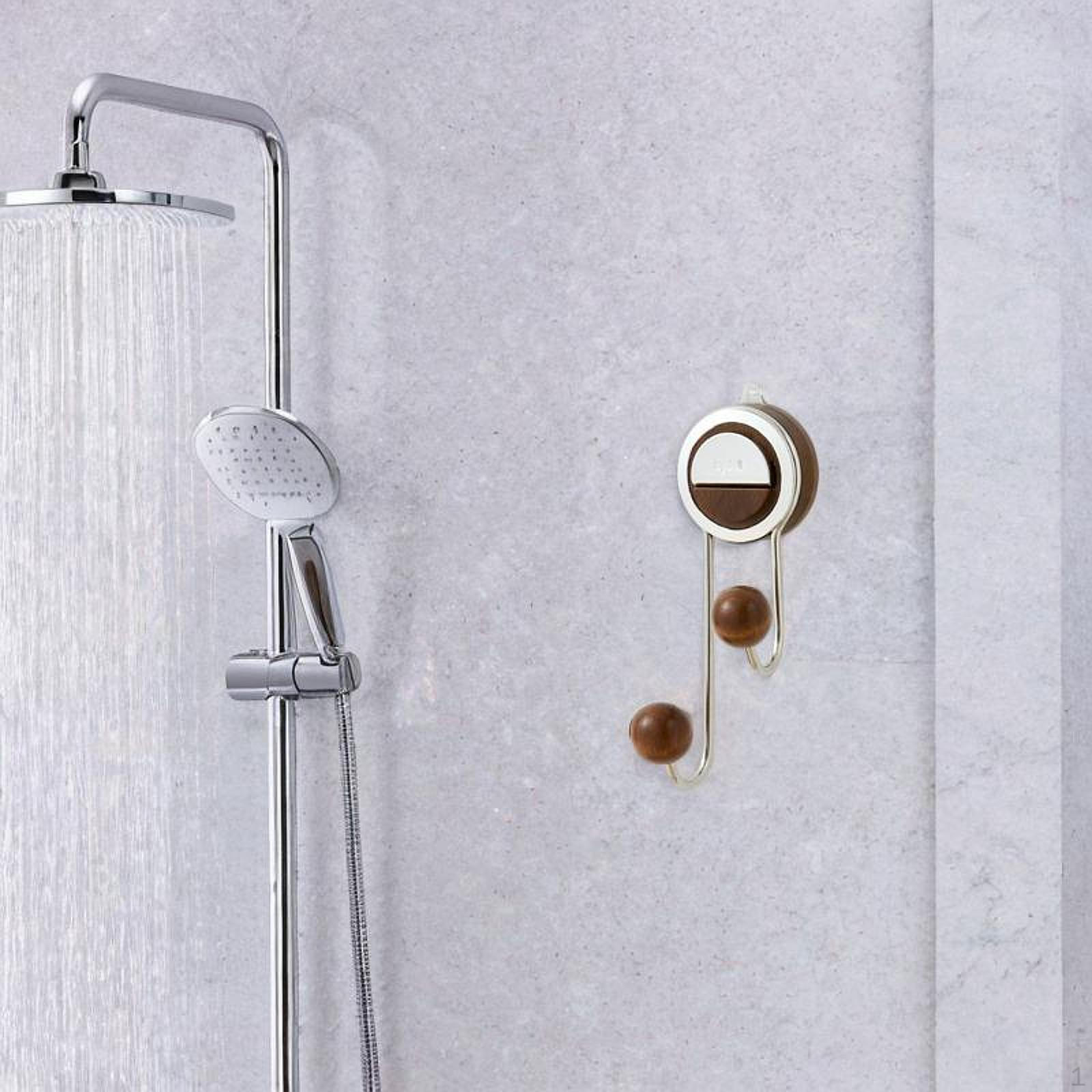 Bathroom Suction Cup Hook, Multifunctional, Punch-, Towel Shower Hook for Bathroom, Toilet, Brown
