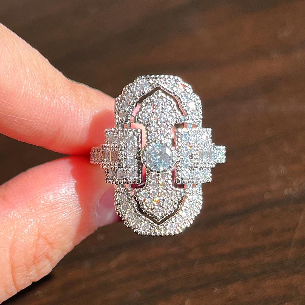 Special-interested Bridal Wedding Rings Full Brilliant CZ Elegant Women's Finger Accessories for Party Fashion Jewelry