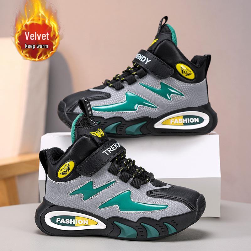 

2025 Winter Waterproof Boys Cotton Shoes - Lightweight, Soft Sole, Plus Velvet, Casual & Warm for Students 31