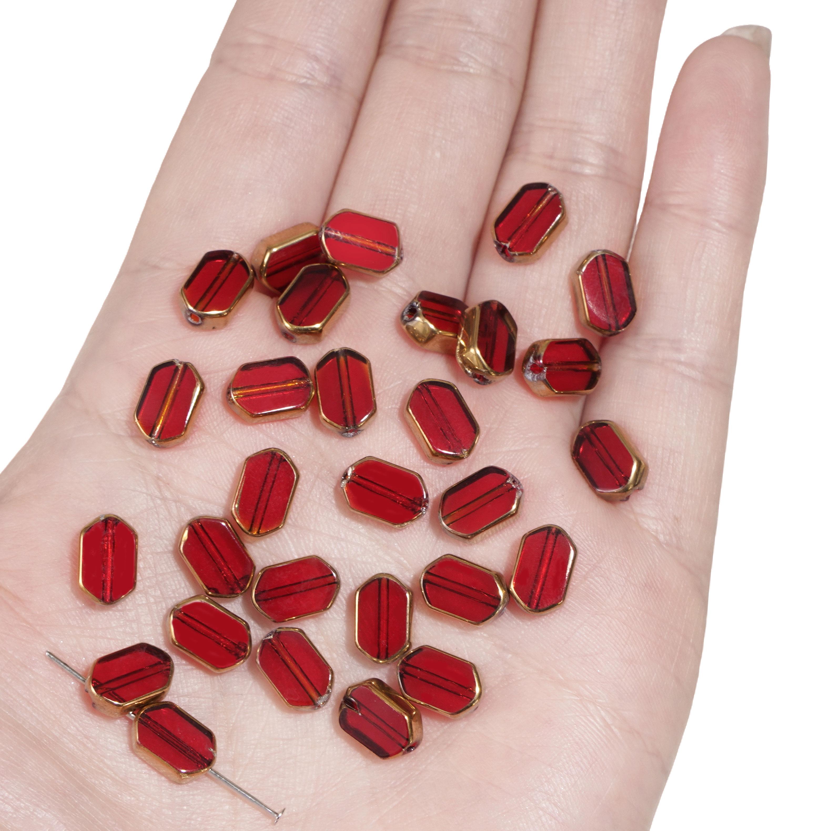 

5-10 шт. Скляні золоті намистини Прямокутної форми Кришталеві намистини для DIY браслета, намиста, виготовлення ювелірних виробів, прикраси 6x9mm 5pcs червоний