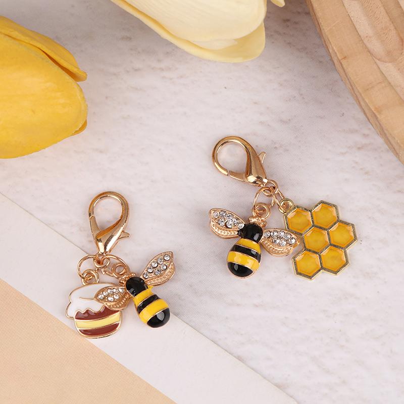 1/3Pcs Cute Bee Honeycomb Honeypot Keychains Gifts For Women Men Handbag Accessorie Jewelry