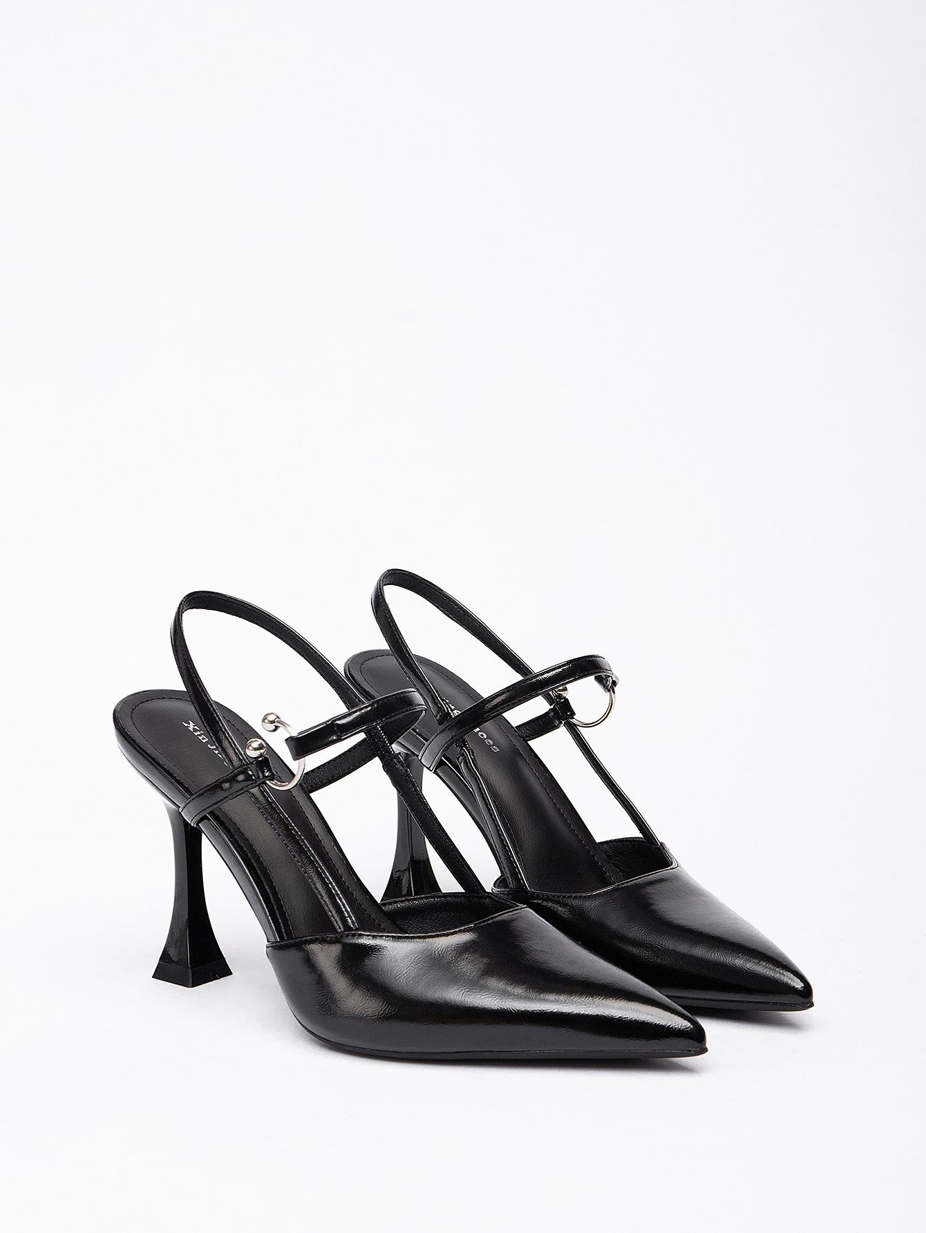 

7199-6 Популярные остроносые туфли-лодочки женские летние новые остроносые маленькие красные туфли на высоком каблуке пустой толстый каблук высокий каблук модные универсальные 35 чёрный